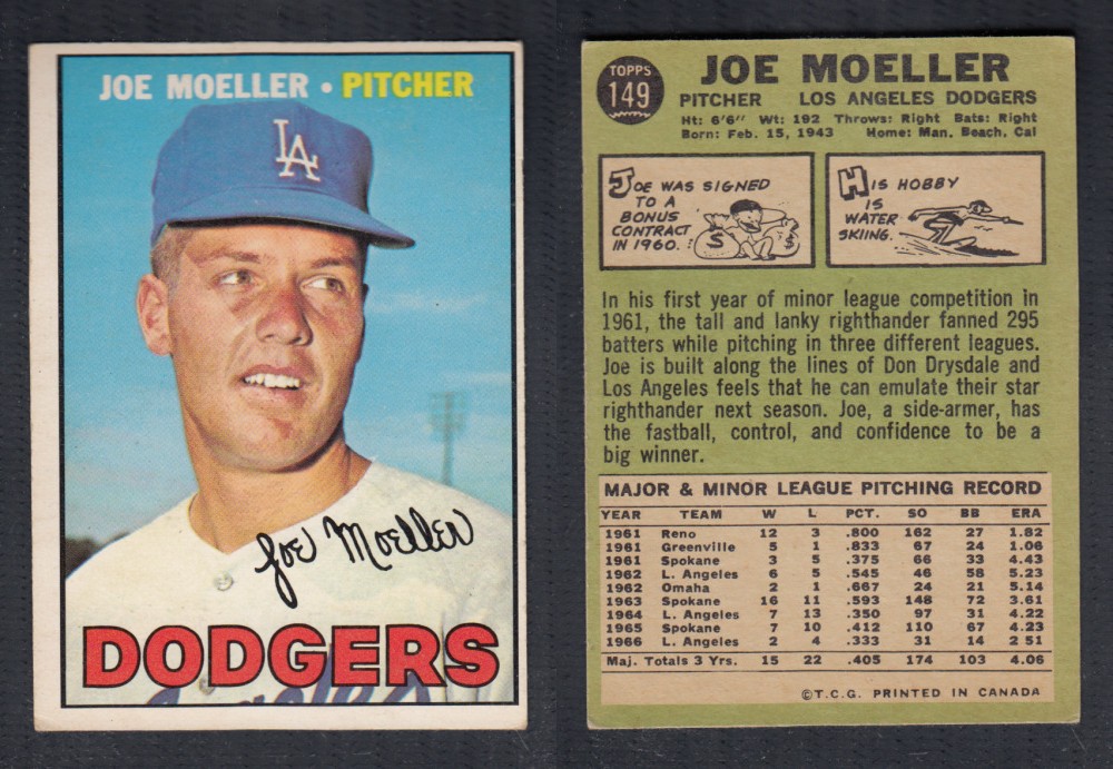 1967 O-PEE-CHEE BASEBALL CARD #149 J. MOELLER photo 1967 O-PEE-CHEE BASEBALL CARD #149 J. MOELLER photo