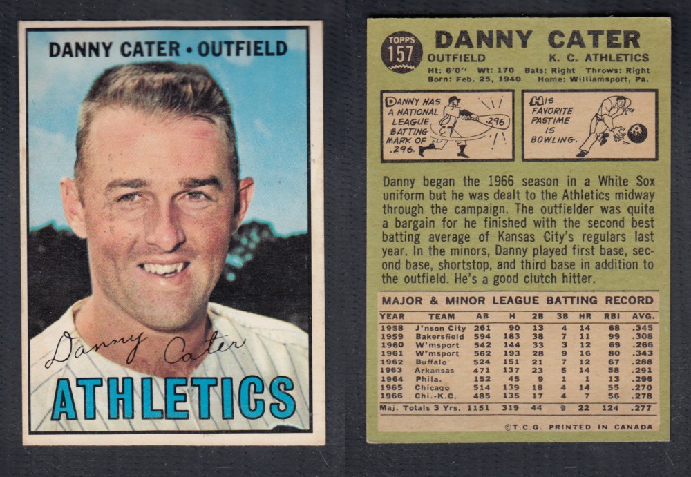 1967 O-PEE-CHEE BASEBALL CARD #157 D. CATER photo 1967 O-PEE-CHEE BASEBALL CARD #157 D. CATER photo