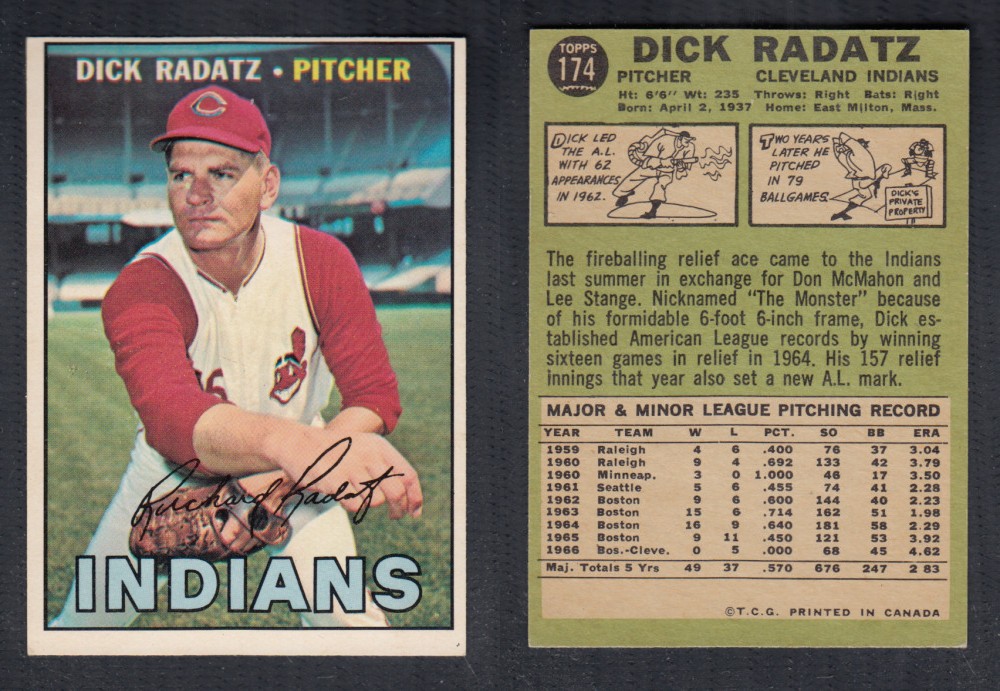 1967 O-PEE-CHEE BASEBALL CARD #174 D. RADATZ photo 1967 O-PEE-CHEE BASEBALL CARD #174 D. RADATZ photo