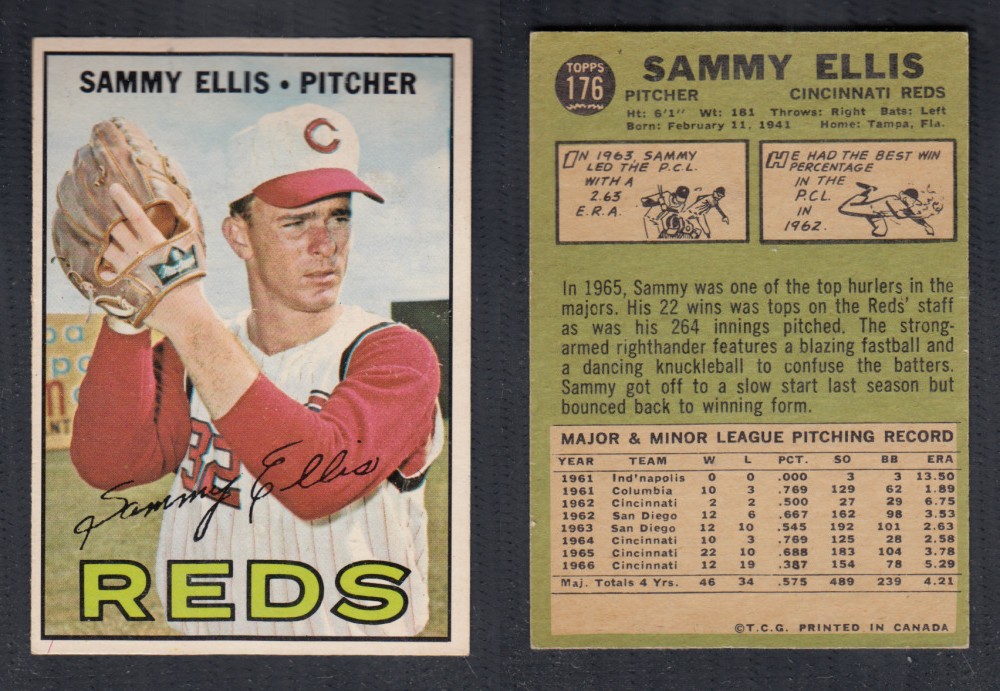 1967 O-PEE-CHEE BASEBALL CARD #176 S. ELLIS photo
