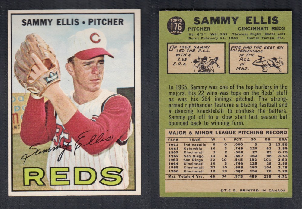 1967 O-PEE-CHEE BASEBALL CARD #176 S. ELLIS photo 1967 O-PEE-CHEE BASEBALL CARD #176 S. ELLIS photo