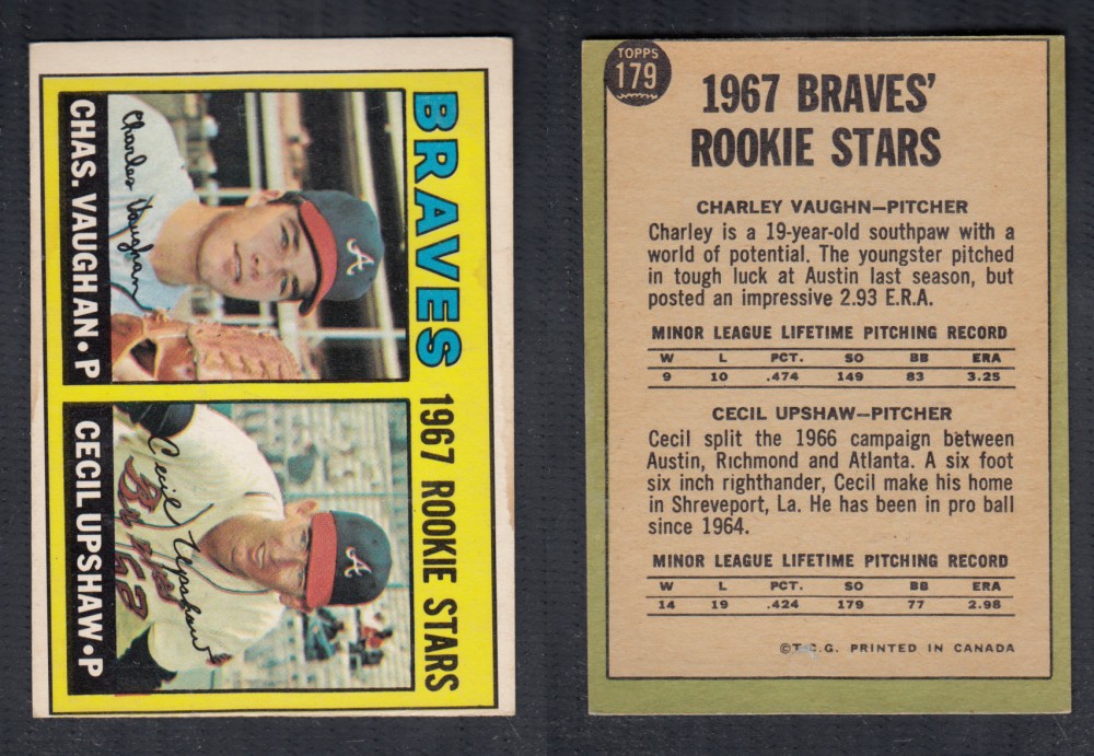 1967 O-PEE-CHEE BASEBALL CARD #179 BRAVES ROOKIE STARS photo 1967 O-PEE-CHEE BASEBALL CARD #179 BRAVES ROOKIE STARS photo