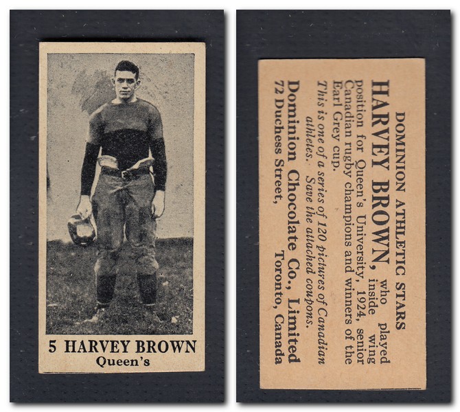 1925 V31 DOMINION CHOCOLATE #5 H. BROWN FOOTBALL CARD photo