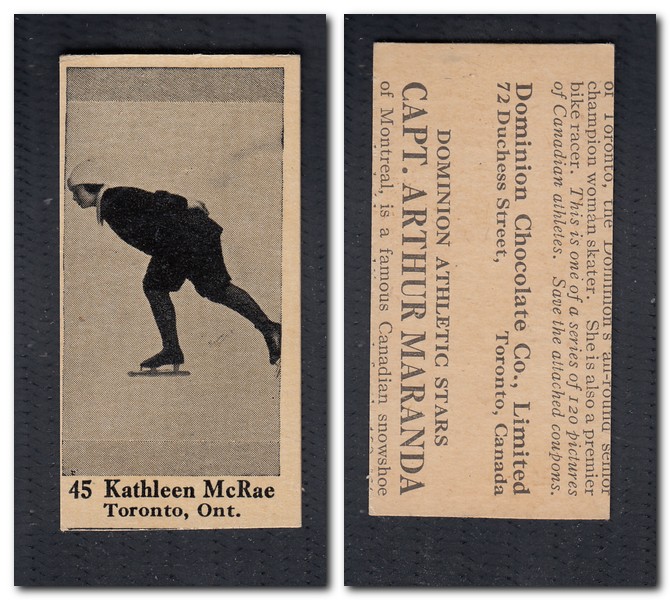 1925 V31 DOMINION CHOCOLATE #45 K. MCRAE SKATING CARD photo