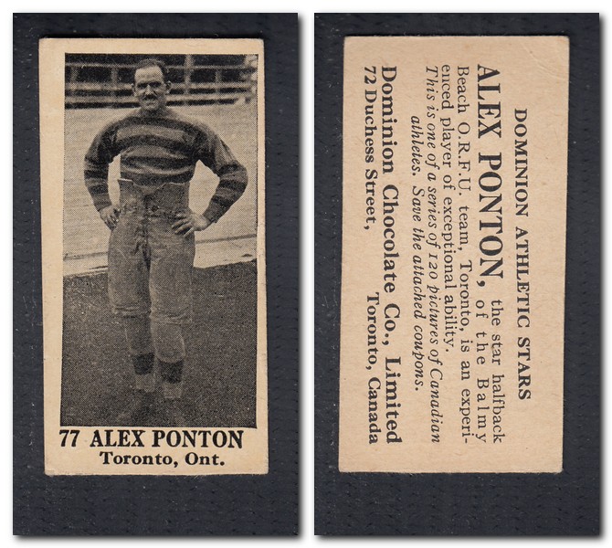 1925 V31 DOMINION CHOCOLATE #77 A. PONTON FOOTBALL CARD photo