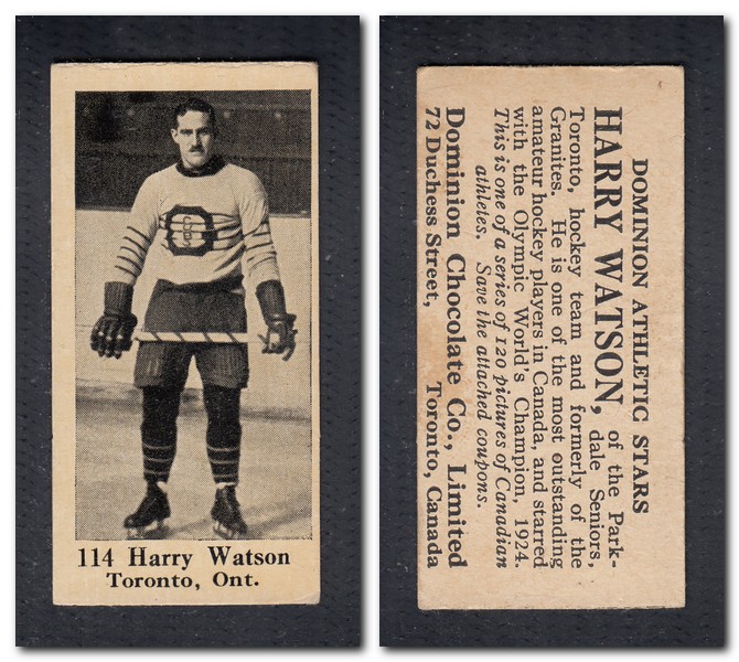 1925 V31 DOMINION CHOCOLATE #114 H. WATSON HOCKEY CARD photo