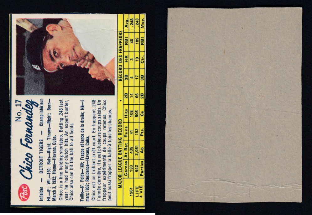 1962 POST CANADIAN BASEBALL CARD #17 C. FERNANDEZ photo