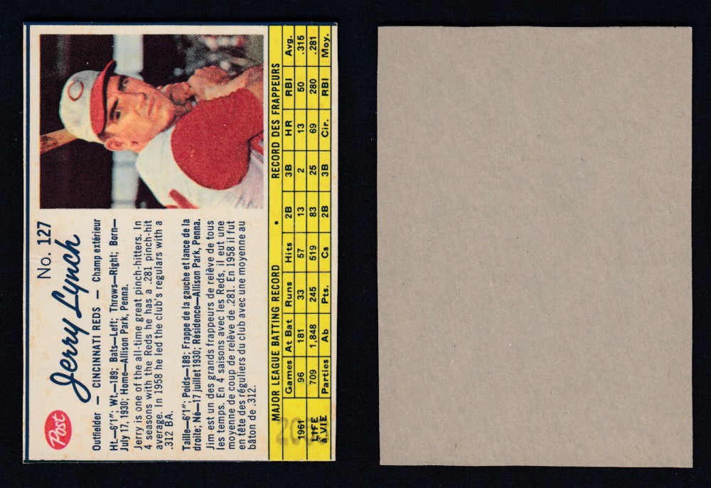 1962 POST CANADIAN BASEBALL CARD #127 J. LYNCH photo 1962 POST CANADIAN BASEBALL CARD #127 J. LYNCH photo