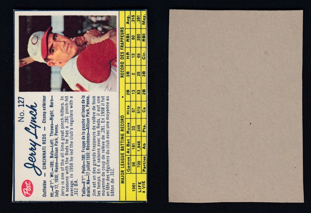 1962 POST CANADIAN BASEBALL CARD #127 J. LYNCH photo