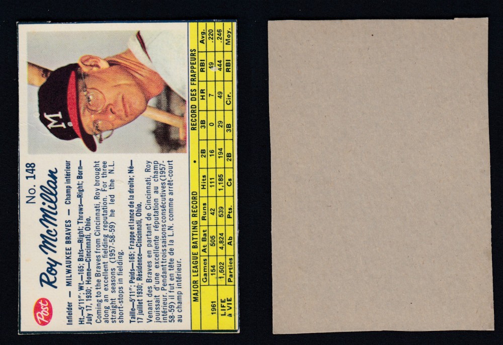 1962 POST CANADIAN BASEBALL CARD #148 R. MACMILLAN photo 1962 POST CANADIAN BASEBALL CARD #148 R. MACMILLAN photo