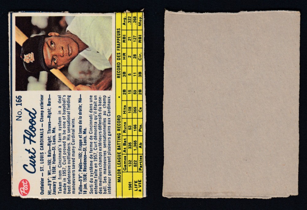 1962 POST CANADIAN BASEBALL CARD #166 C. FLOOD photo