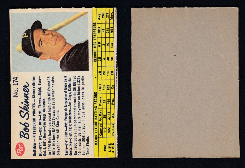 1962 POST CANADIAN BASEBALL CARD #174 B. SKINNER photo 1962 POST CANADIAN BASEBALL CARD #174 B. SKINNER photo