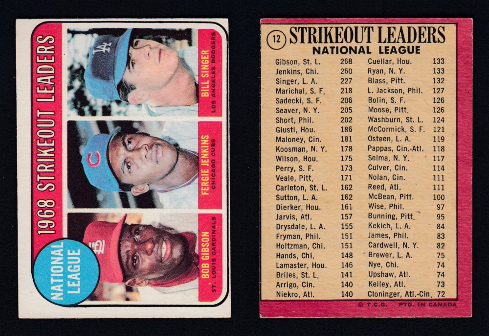 1969 O-PEE-CHEE BASEBALL CARD #12 STRIKEOUT LEADERS photo 1969 O-PEE-CHEE BASEBALL CARD #12 STRIKEOUT LEADERS photo