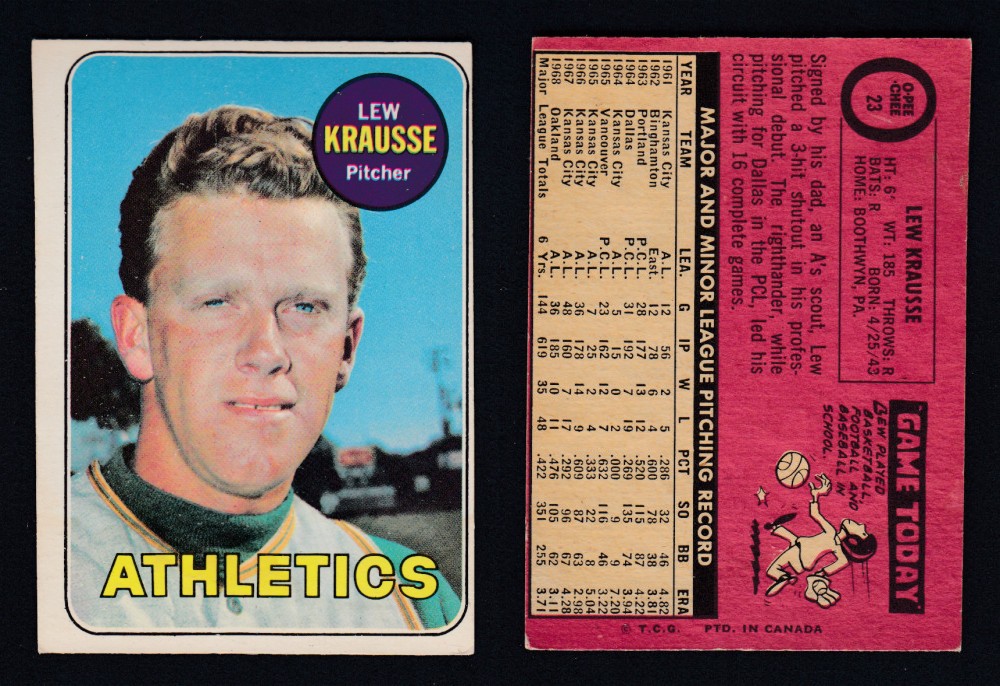 1969 O-PEE-CHEE BASEBALL CARD #23 L. KRAUSSE photo 1969 O-PEE-CHEE BASEBALL CARD #23 L. KRAUSSE photo