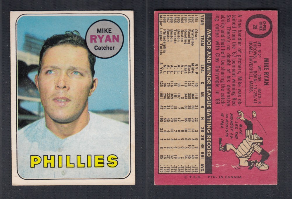1969 O-PEE-CHEE BASEBALL CARD #28 M. RYAN photo 1969 O-PEE-CHEE BASEBALL CARD #28 M. RYAN photo