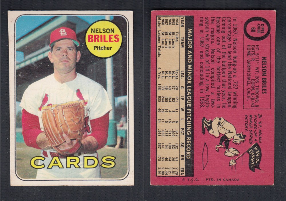 1969 O-PEE-CHEE BASEBALL CARD #60 N. BRILES photo 1969 O-PEE-CHEE BASEBALL CARD #60 N. BRILES photo