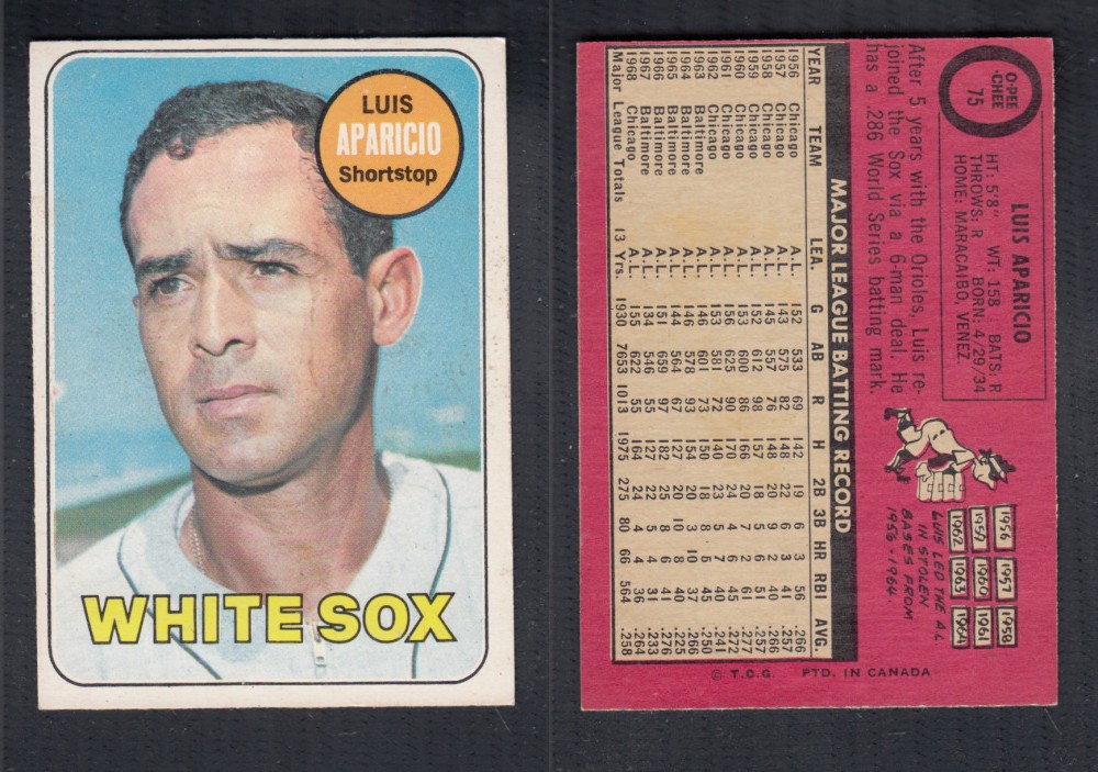 1969 O-PEE-CHEE BASEBALL CARD #75 L. APARICIO photo 1969 O-PEE-CHEE BASEBALL CARD #75 L. APARICIO photo
