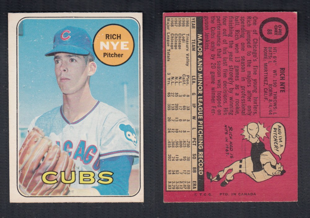 1969 O-PEE-CHEE BASEBALL CARD #88 R. NYE photo 1969 O-PEE-CHEE BASEBALL CARD #88 R. NYE photo