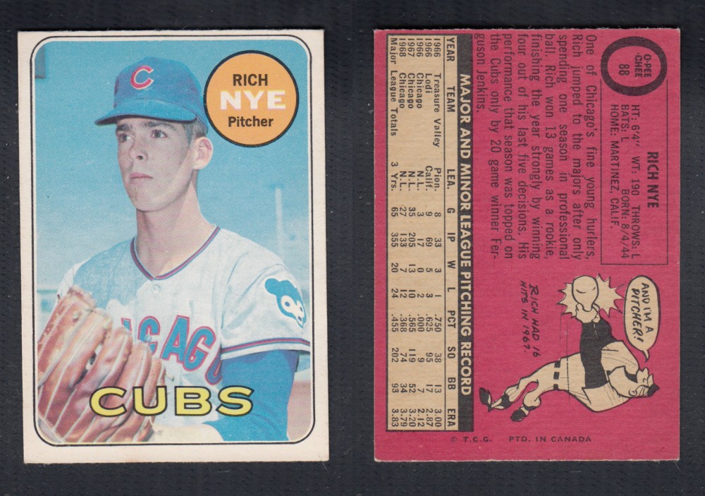 1969 O-PEE-CHEE BASEBALL CARD #88 R. NYE photo 1969 O-PEE-CHEE BASEBALL CARD #88 R. NYE photo