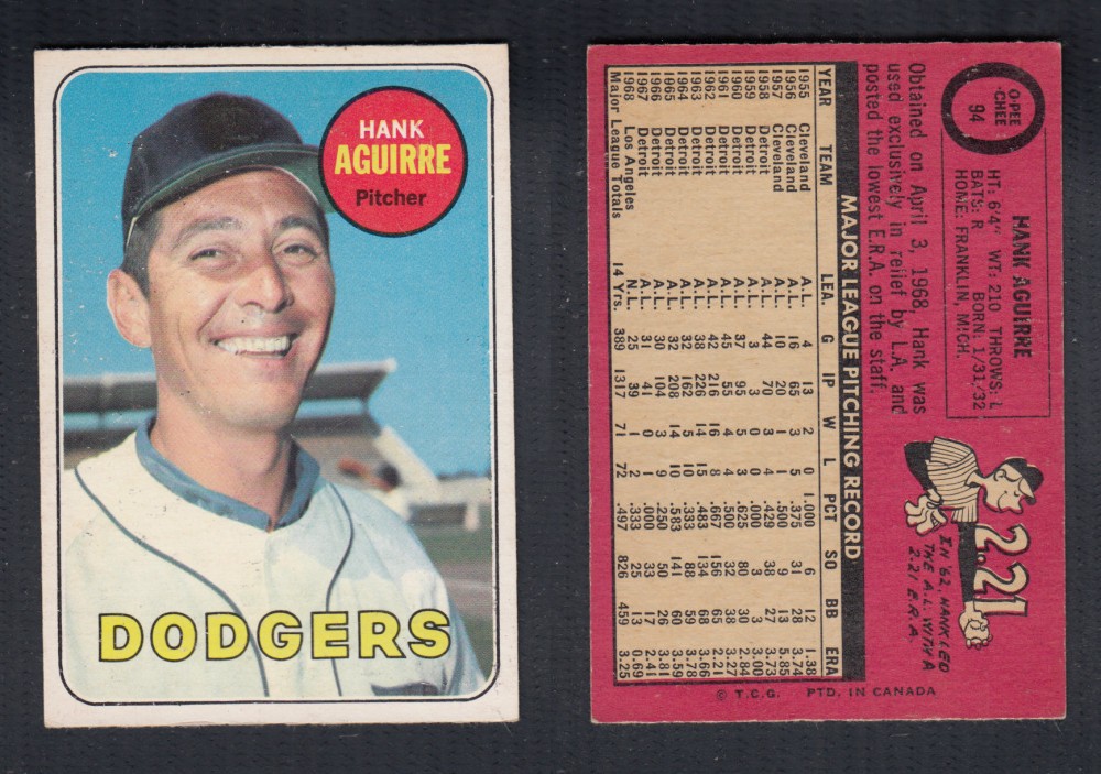 1969 O-PEE-CHEE BASEBALL CARD #94 H. AGUIRRE photo 1969 O-PEE-CHEE BASEBALL CARD #94 H. AGUIRRE photo
