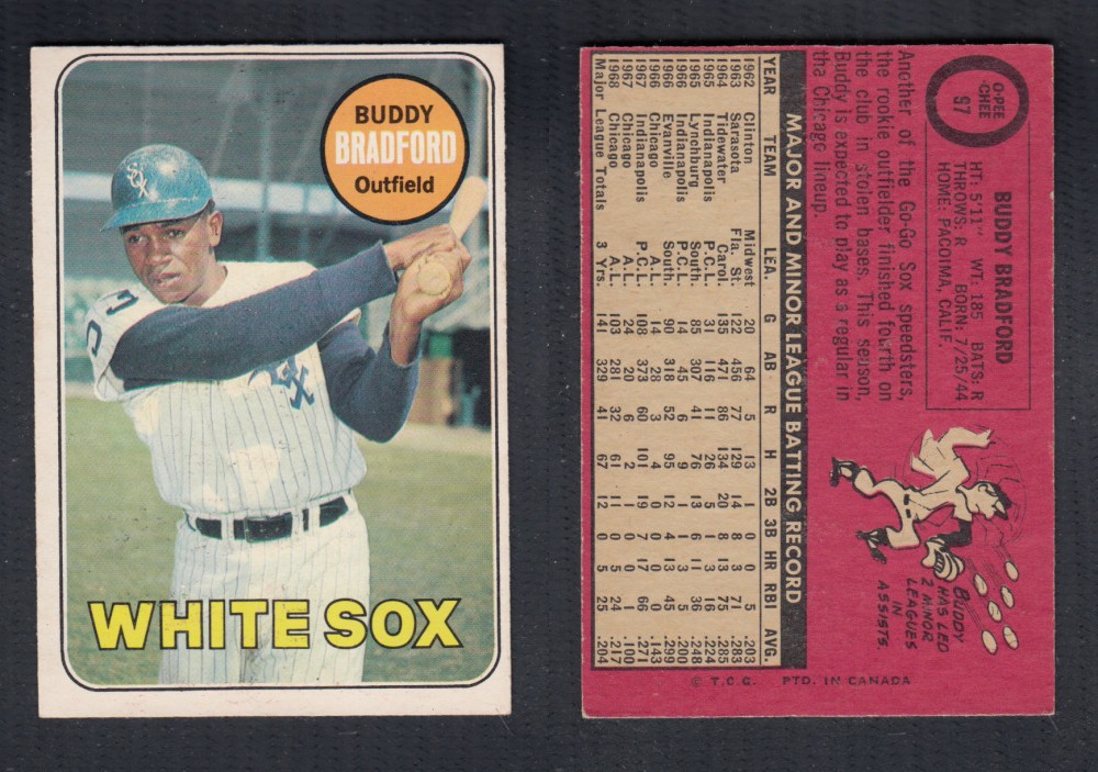 1969 O-PEE-CHEE BASEBALL CARD #97 B. BRADFORD photo 1969 O-PEE-CHEE BASEBALL CARD #97 B. BRADFORD photo