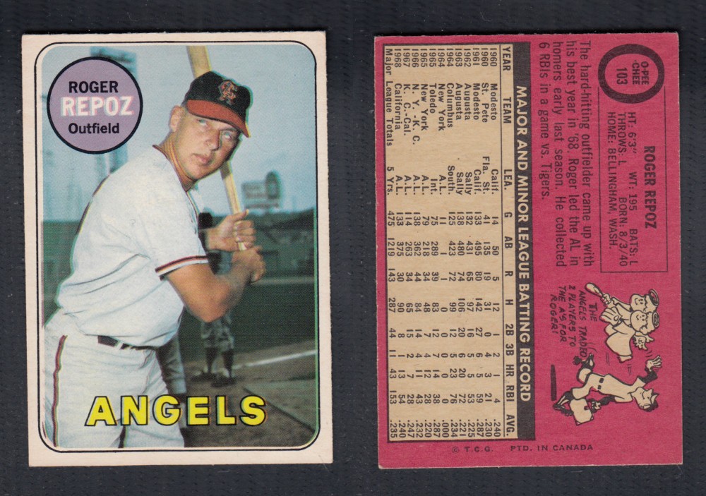 1969 O-PEE-CHEE BASEBALL CARD #103 R. REPOZ photo