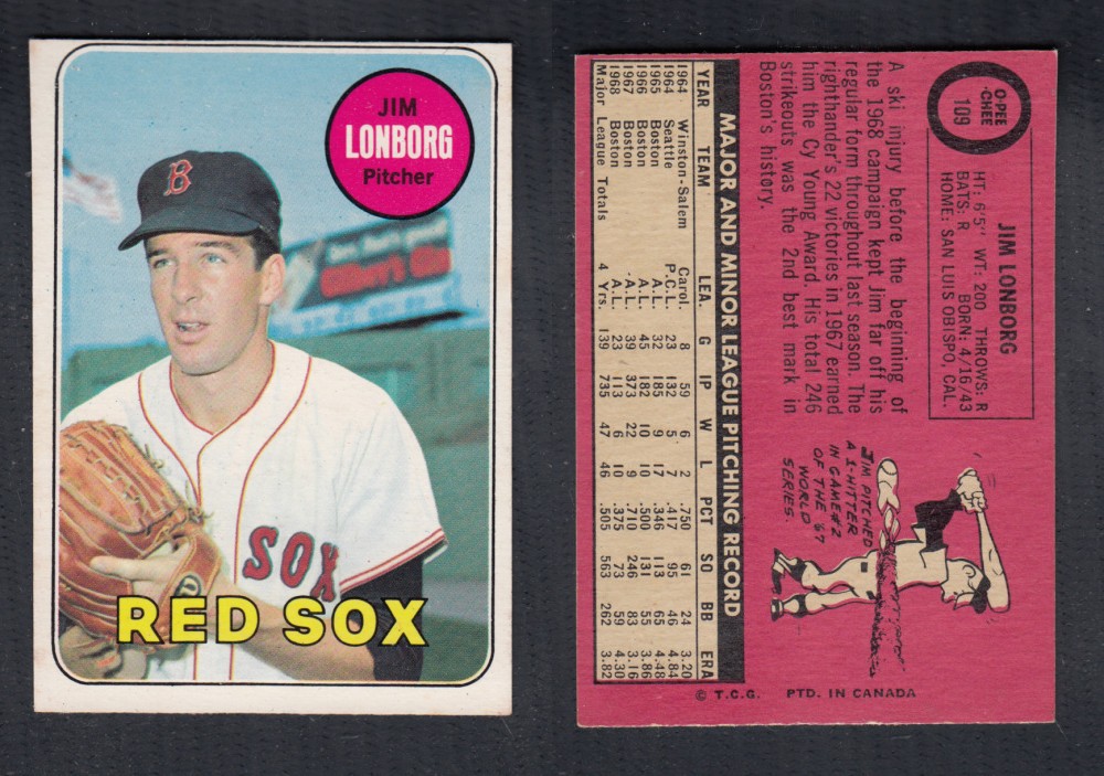 1969 O-PEE-CHEE BASEBALL CARD #109 J. LONGBORG photo 1969 O-PEE-CHEE BASEBALL CARD #109 J. LONGBORG photo
