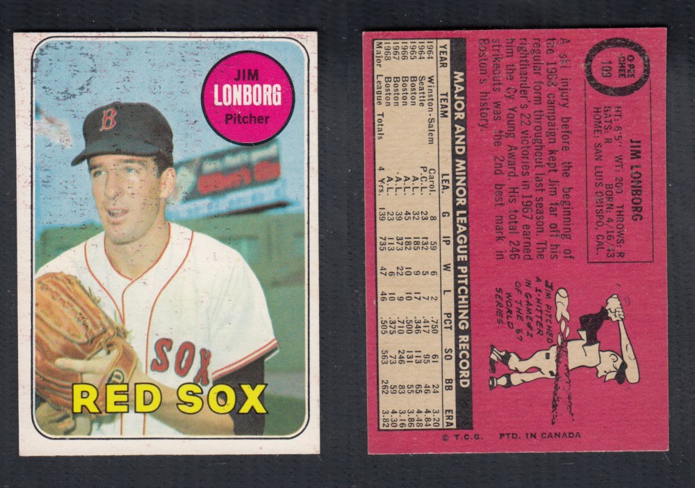 1969 O-PEE-CHEE BASEBALL CARD #109 J. LONGBORG photo 1969 O-PEE-CHEE BASEBALL CARD #109 J. LONGBORG photo