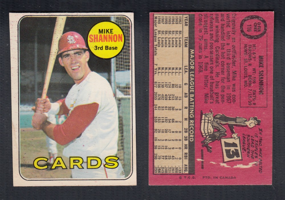 1969 O-PEE-CHEE BASEBALL CARD #110 M. SHANNON photo 1969 O-PEE-CHEE BASEBALL CARD #110 M. SHANNON photo