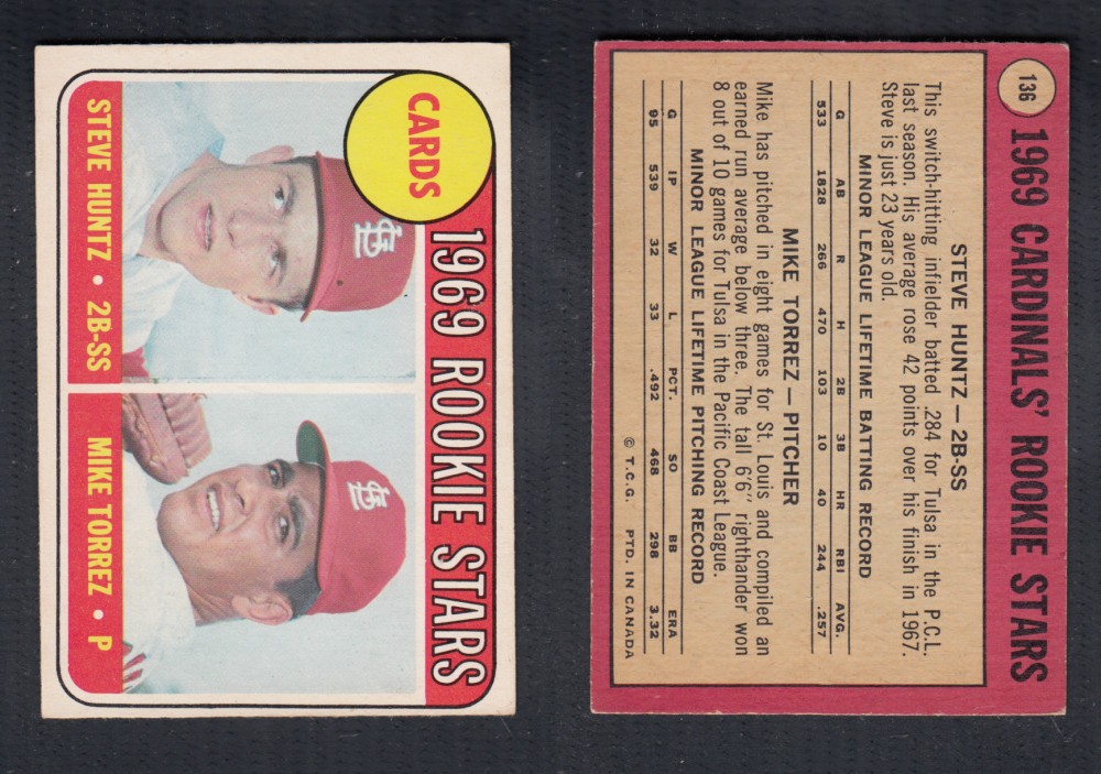 1969 O-PEE-CHEE BASEBALL CARD #136 CARDINAL'S ROOKIE STARS photo 1969 O-PEE-CHEE BASEBALL CARD #136 CARDINAL'S ROOKIE STARS photo