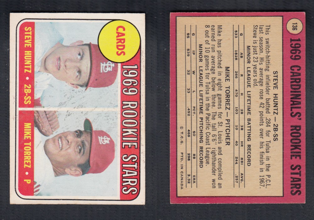 1969 O-PEE-CHEE BASEBALL CARD #136 CARDINAL'S ROOKIE STARS photo 1969 O-PEE-CHEE BASEBALL CARD #136 CARDINAL'S ROOKIE STARS photo