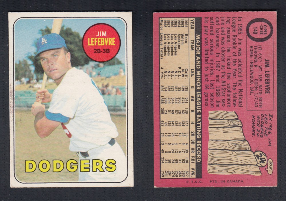 1969 O-PEE-CHEE BASEBALL CARD #140 J. LEFEBVRE photo 1969 O-PEE-CHEE BASEBALL CARD #140 J. LEFEBVRE photo