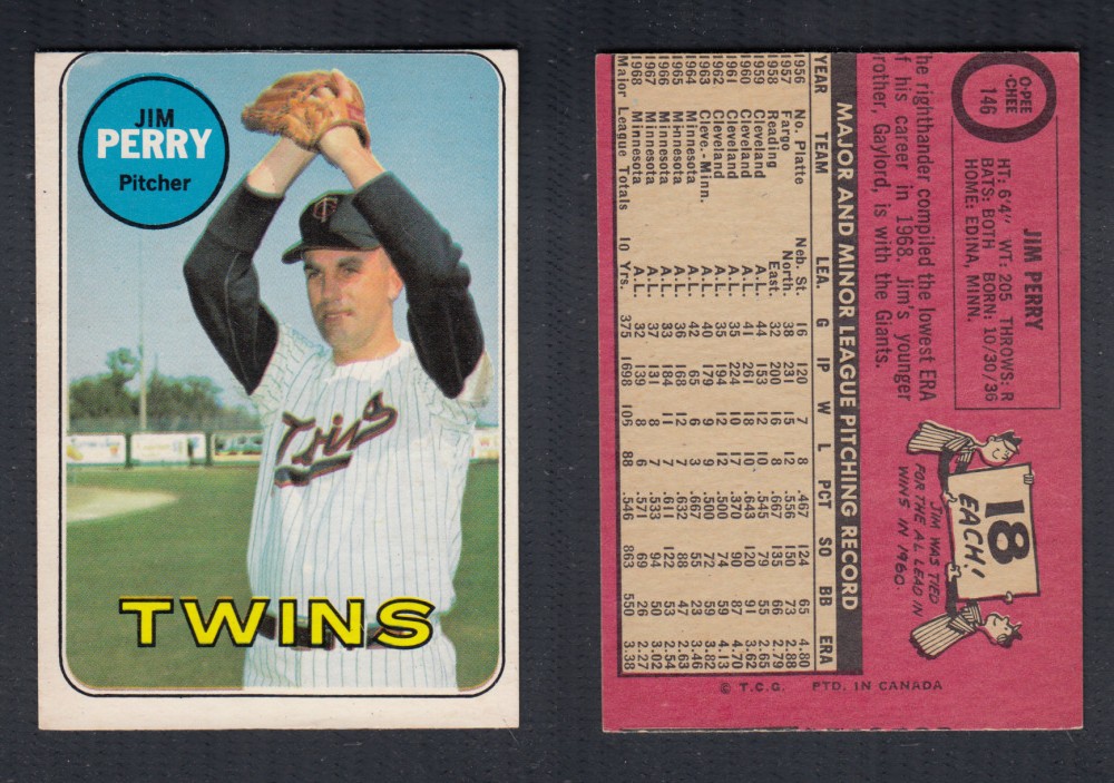 1969 O-PEE-CHEE BASEBALL CARD #146 J. PERRY photo 1969 O-PEE-CHEE BASEBALL CARD #146 J. PERRY photo