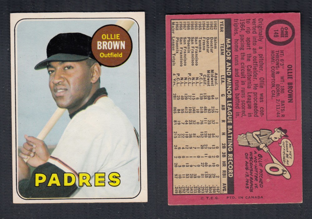 1969 O-PEE-CHEE BASEBALL CARD #149 O. BROWN photo 1969 O-PEE-CHEE BASEBALL CARD #149 O. BROWN photo