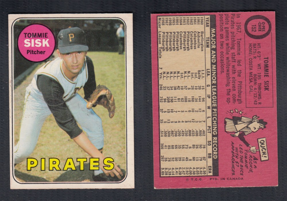 1969 O-PEE-CHEE BASEBALL CARD #152 T. SISK photo 1969 O-PEE-CHEE BASEBALL CARD #152 T. SISK photo