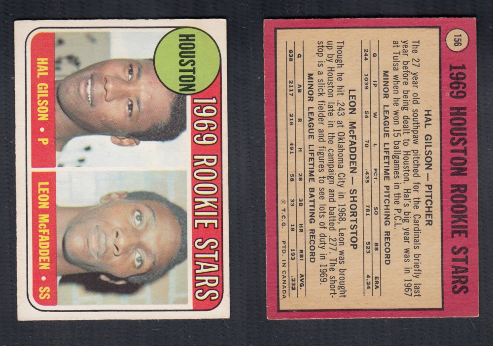 1969 O-PEE-CHEE BASEBALL CARD #156 HOUSTON ROOKIE STARS photo 1969 O-PEE-CHEE BASEBALL CARD #156 HOUSTON ROOKIE STARS photo