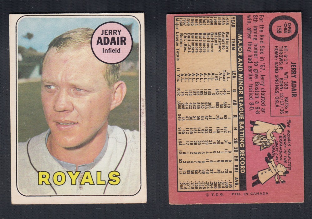 1969 O-PEE-CHEE BASEBALL CARD #159 J. ADAIR photo 1969 O-PEE-CHEE BASEBALL CARD #159 J. ADAIR photo