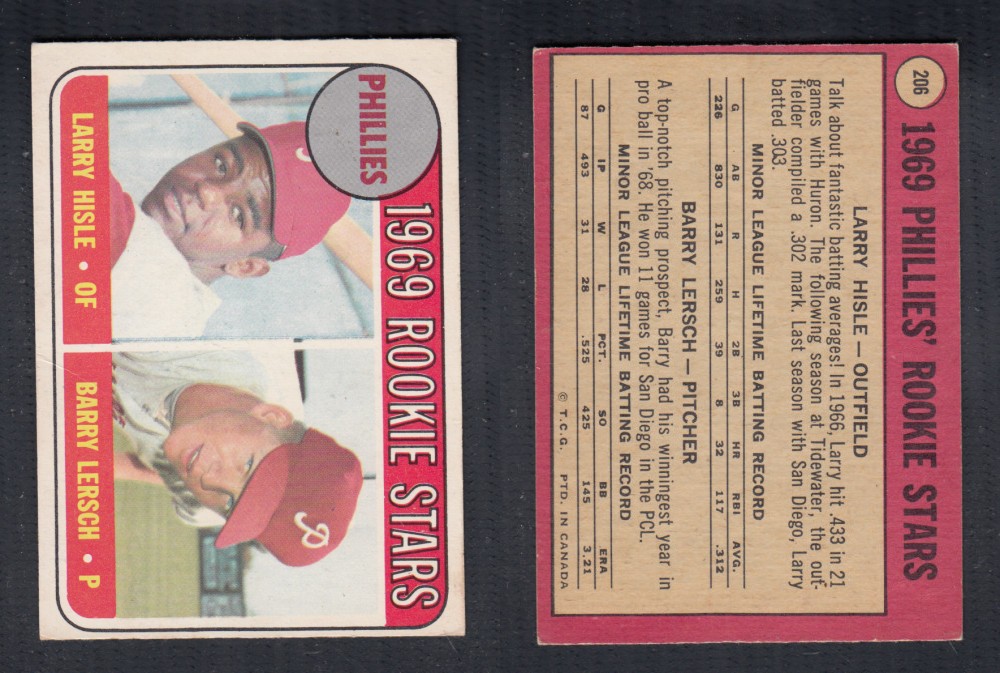 1969 O-PEE-CHEE BASEBALL CARD #206 PHILLIES' ROOKIE STARS photo 1969 O-PEE-CHEE BASEBALL CARD #206 PHILLIES' ROOKIE STARS photo