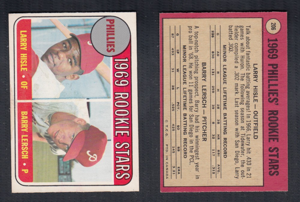 1969 O-PEE-CHEE BASEBALL CARD #206 PHILLIES' ROOKIE STARS photo 1969 O-PEE-CHEE BASEBALL CARD #206 PHILLIES' ROOKIE STARS photo