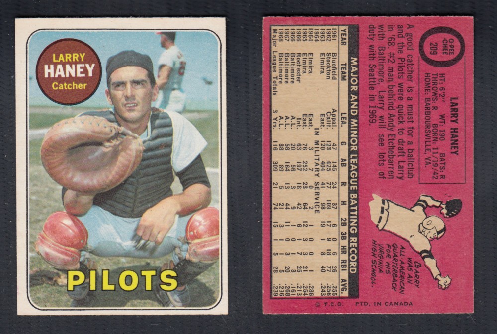 1969 O-PEE-CHEE BASEBALL CARD #209 L. HANEY photo 1969 O-PEE-CHEE BASEBALL CARD #209 L. HANEY photo