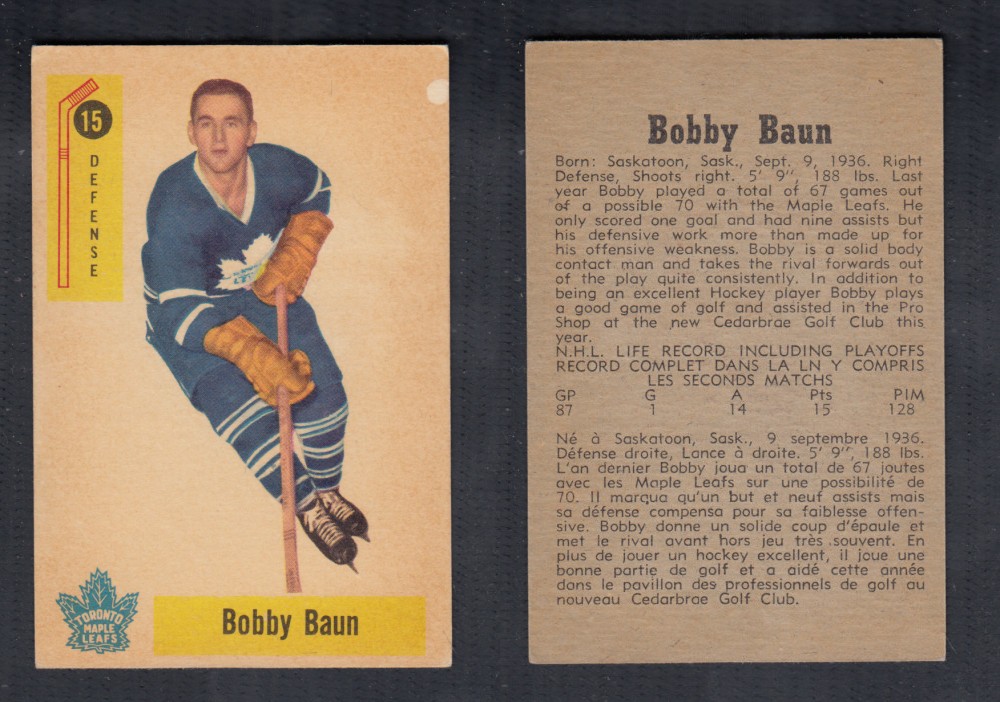 1958-59 PARKHURST HOCKEY CARD #15 B. BAUN photo