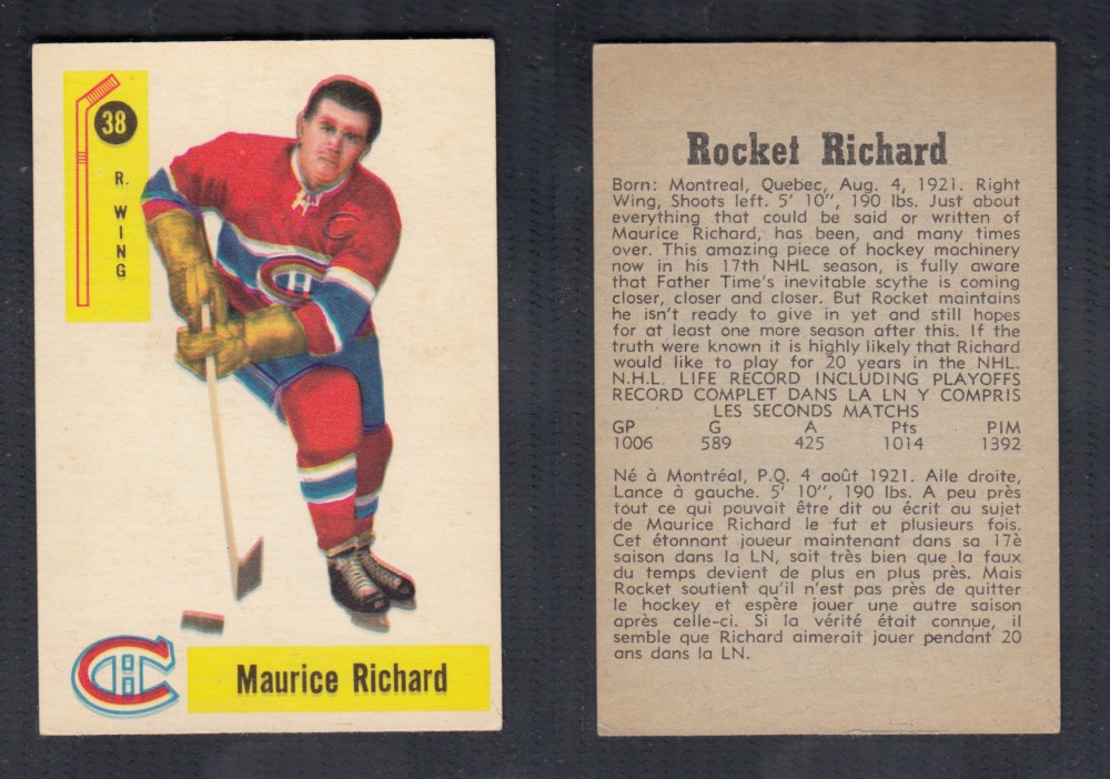 1958-59 PARKHURST HOCKEY CARD #38 R. RICHARD photo 1958-59 PARKHURST HOCKEY CARD #38 R. RICHARD photo