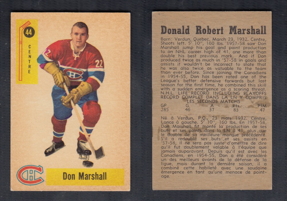 1958-59 PARKHURST HOCKEY CARD #44 D. MARSHALL photo 1958-59 PARKHURST HOCKEY CARD #44 D. MARSHALL photo
