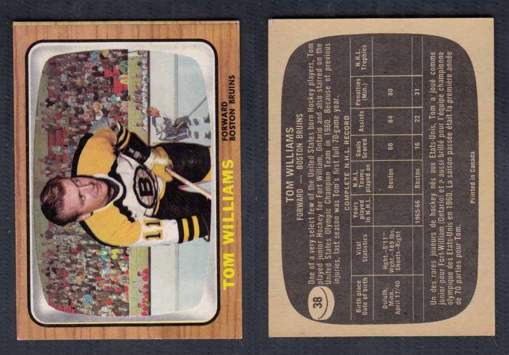 1966-67 TOPPS HOCKEY CARD #38 T. WILLIAMS photo 1966-67 TOPPS HOCKEY CARD #38 T. WILLIAMS photo