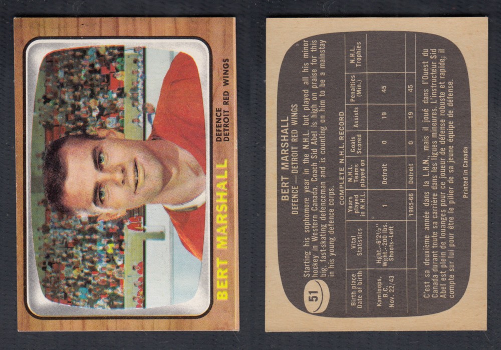 1966-67 TOPPS HOCKEY CARD #51 B. MARSHALL photo 1966-67 TOPPS HOCKEY CARD #51 B. MARSHALL photo