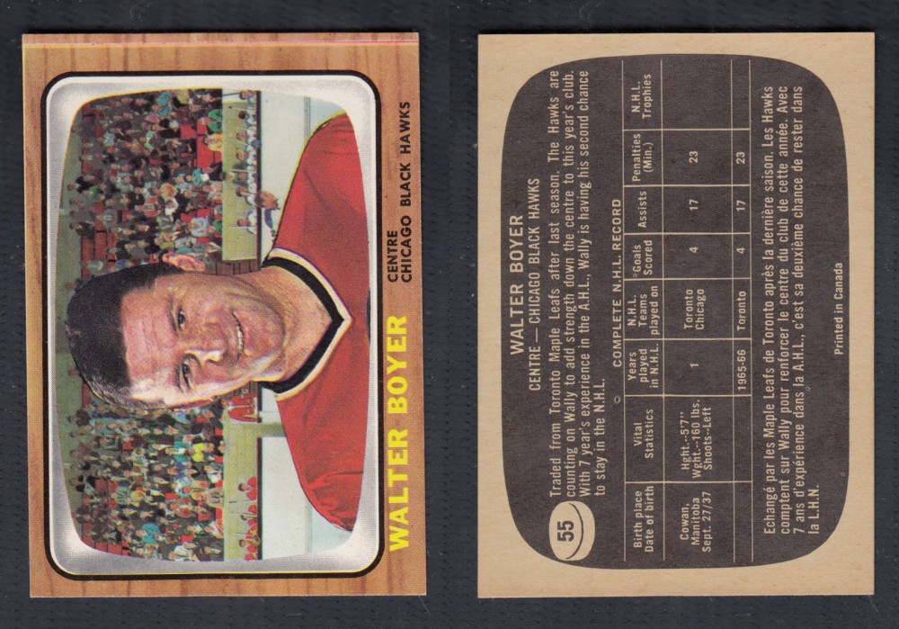 1966-67 TOPPS HOCKEY CARD #55 W. BOYER photo 1966-67 TOPPS HOCKEY CARD #55 W. BOYER photo