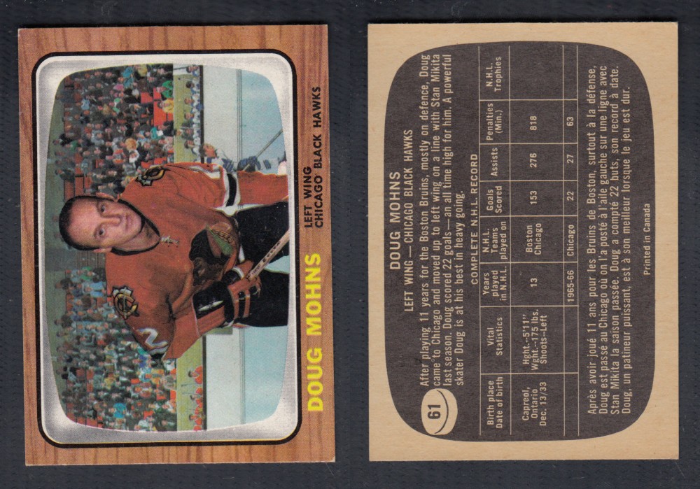 1966-67 TOPPS HOCKEY CARD #61 D. MOHNS photo 1966-67 TOPPS HOCKEY CARD #61 D. MOHNS photo