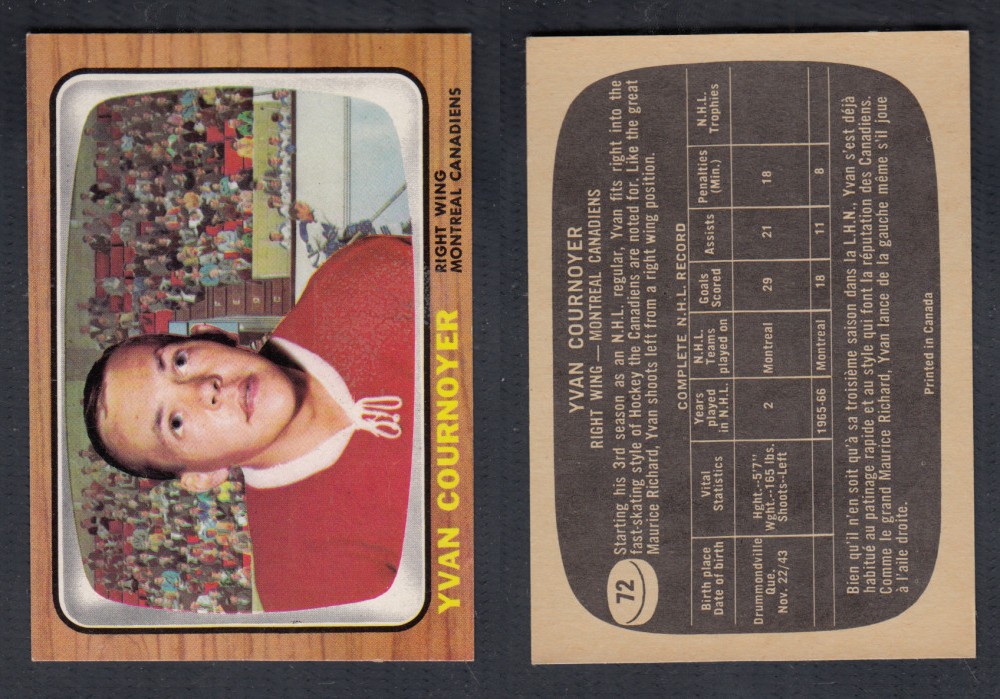 1966-67 TOPPS HOCKEY CARD #72 Y. COURNOYER photo 1966-67 TOPPS HOCKEY CARD #72 Y. COURNOYER photo