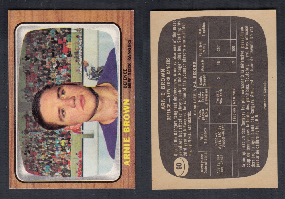 1966-67 TOPPS HOCKEY CARD #90 A. BROWN photo 1966-67 TOPPS HOCKEY CARD #90 A. BROWN photo