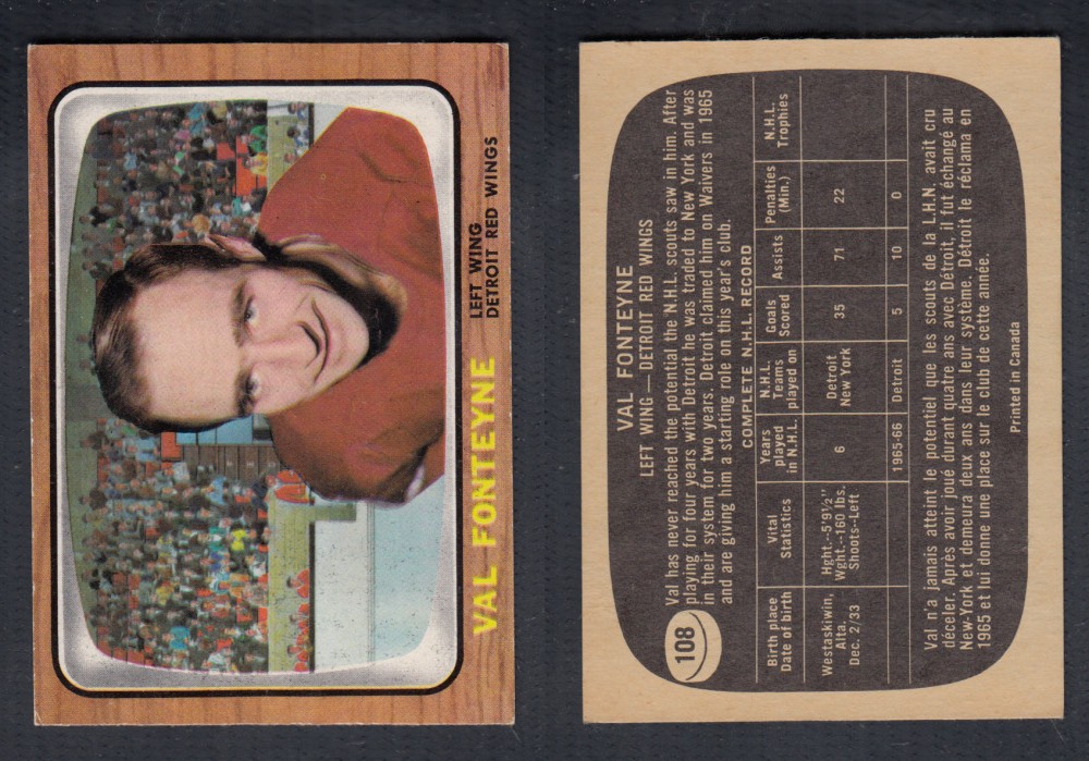 1966-67 TOPPS HOCKEY CARD #108 V. FONTEYNE photo 1966-67 TOPPS HOCKEY CARD #108 V. FONTEYNE photo